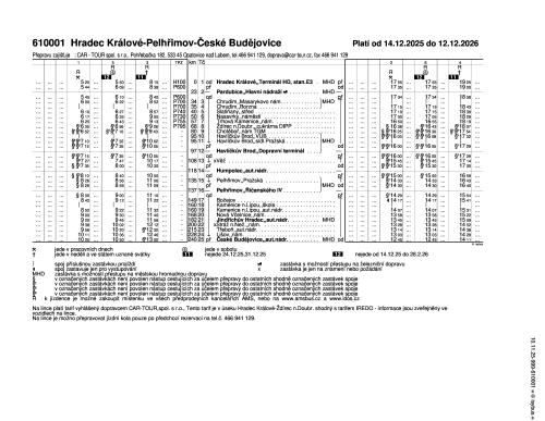 610001 Hradec Králové - České Budějovice