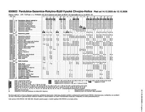0650603 - Pardubice - Sezemice - Rokytno - Býšť - Vysoké Chvojno - Holice